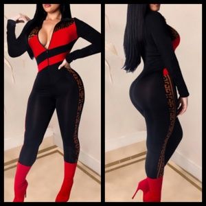 Sexy Red and Black Patchwork Jumpsuit